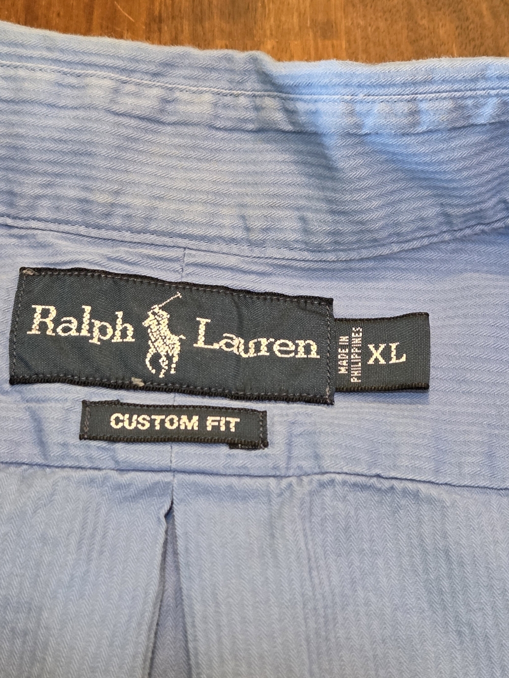 Ralph Lauren 100% Cotton Button Down XL Blue Oxford Custom Fit Long Sleeve Shirt - Picture 3 of 9